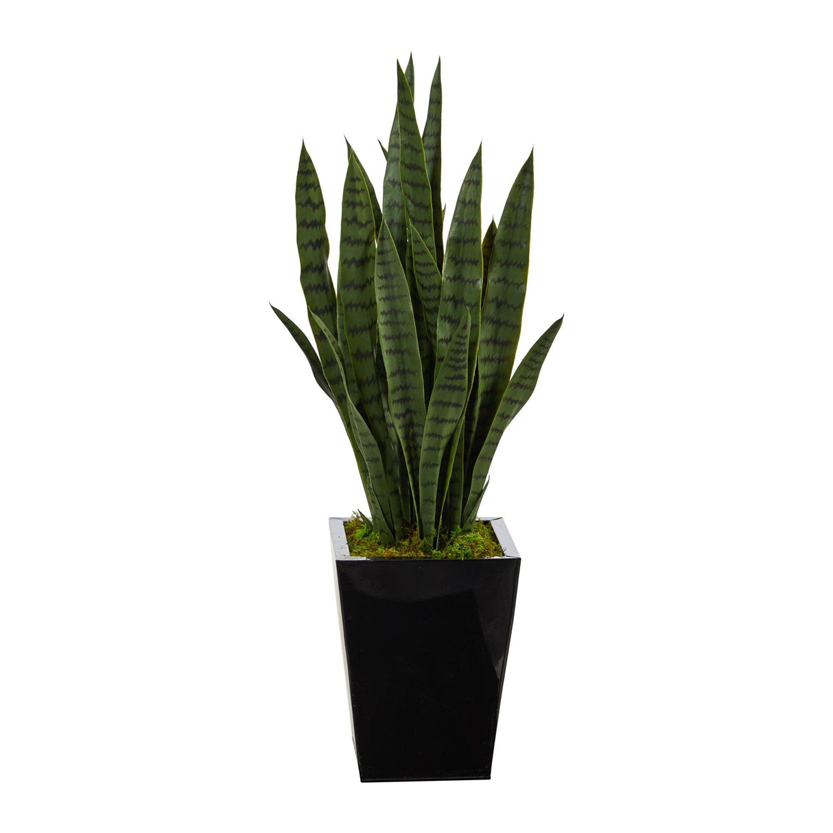 40” Sansevieria Artificial Plant in Black Metal Planter by Nearly Natural