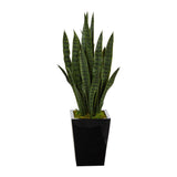 40” Sansevieria Artificial Plant in Black Metal Planter by Nearly Natural