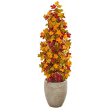 42” Autumn Maple Artificial Tree in Sand Colored Planter by Nearly Natural