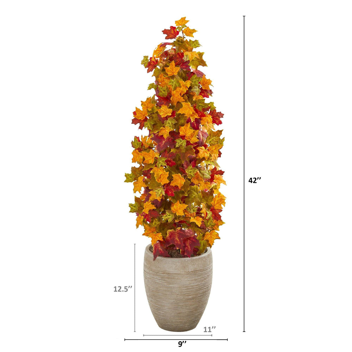 42” Autumn Maple Artificial Tree in Sand Colored Planter by Nearly Natural