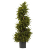 43” Cedar Spiral Topiary w/Lights by Nearly Natural