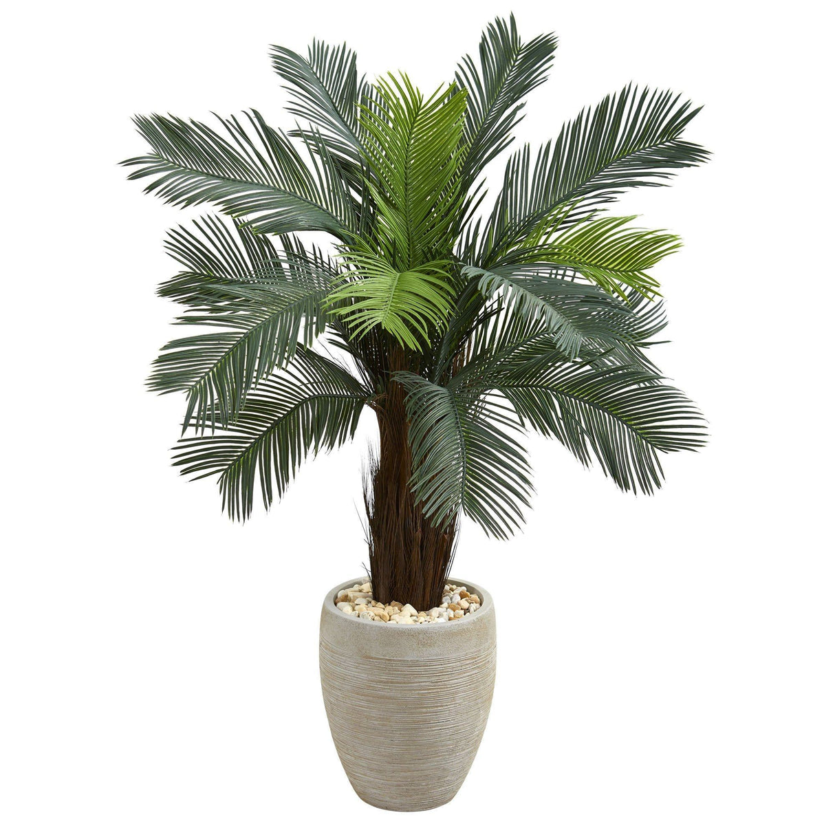 4.5’ Cycas Artificial Tree in Oval Planter (Indoor/Outdoor) by Nearly Natural