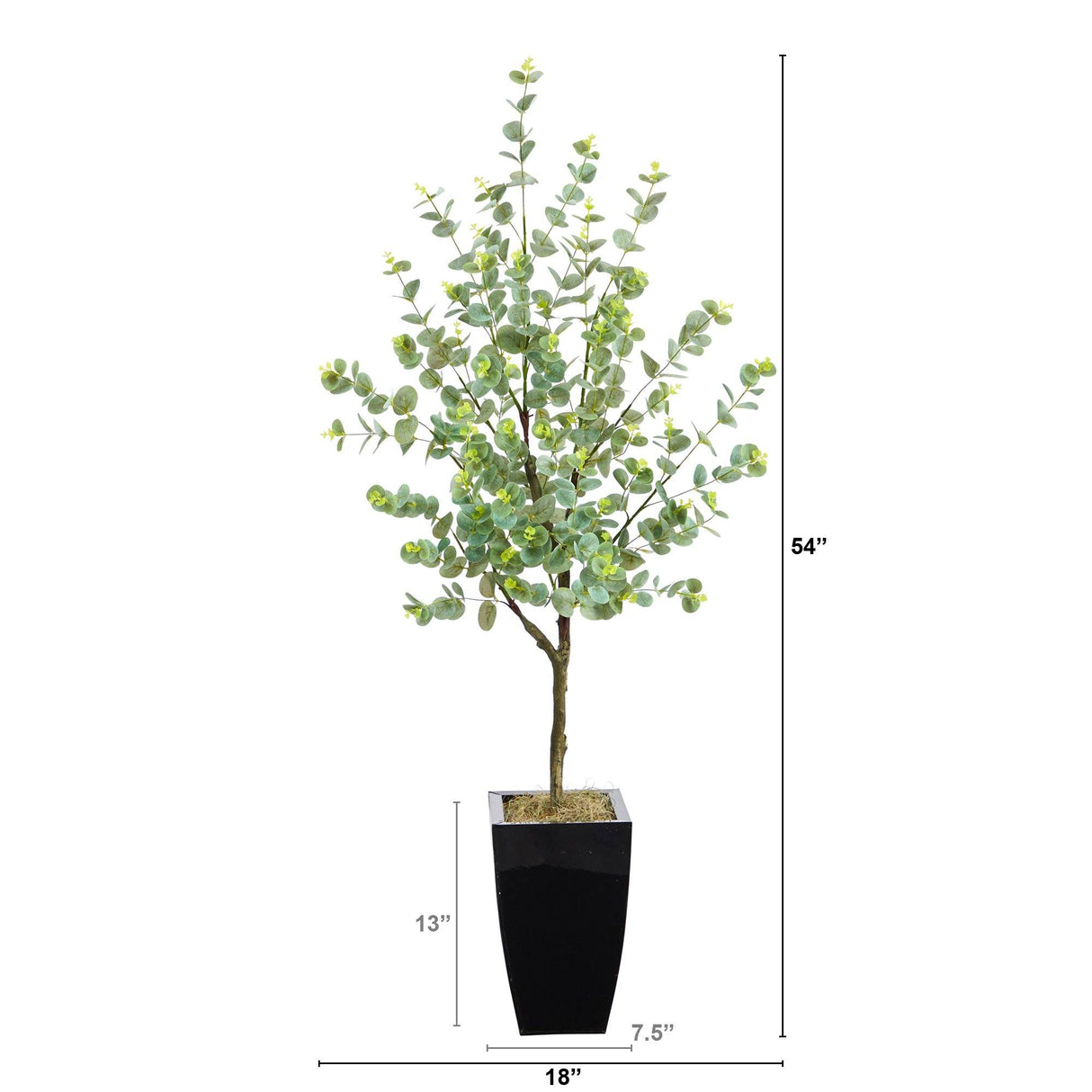 4.5’ Eucalyptus Artificial Tree in Black Metal Planter by Nearly Natural