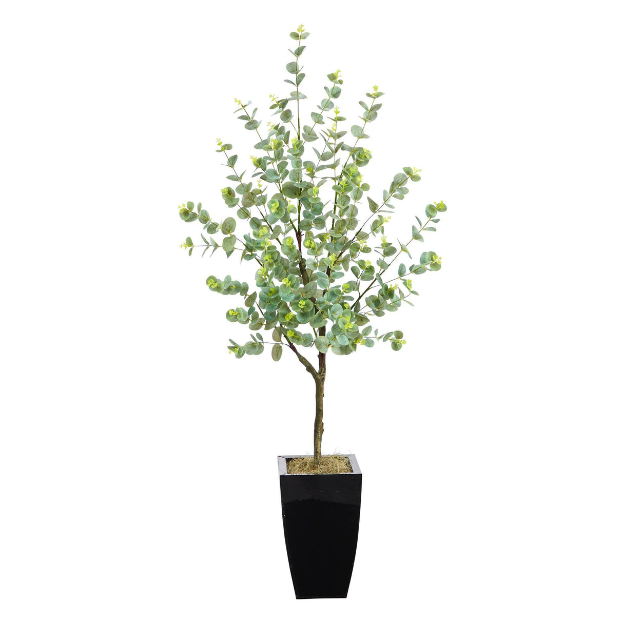 4.5’ Eucalyptus Artificial Tree in Black Metal Planter by Nearly Natural