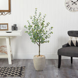 4.5’ Eucalyptus Artificial Tree in Sand Colored Planter by Nearly Natural