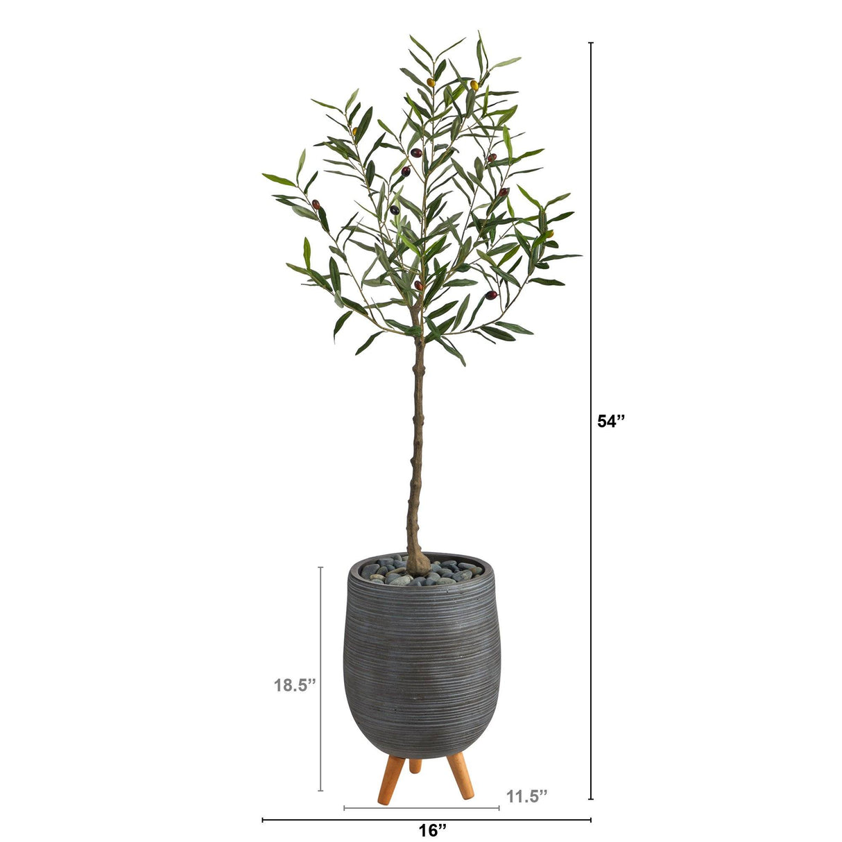 4.5’ Artificial Olive Tree in Gray Planter with Stand by Nearly Natural