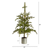 4.5’ Pre-Lit Christmas Pine Artificial Tree in Decorative Planter by Nearly Natural