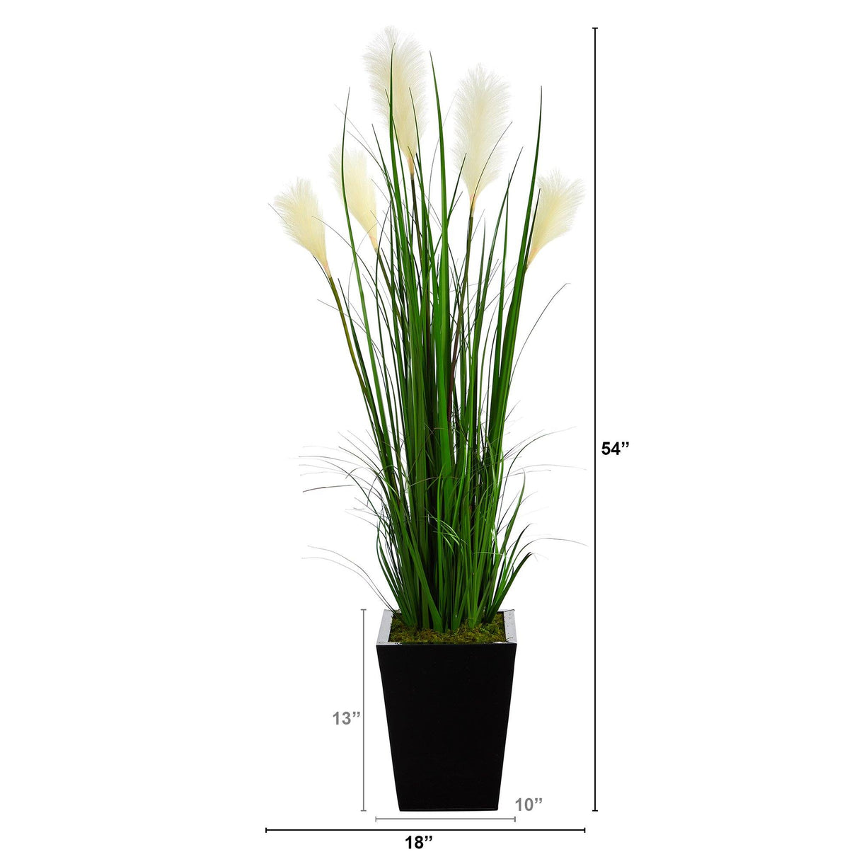 4.5’ Wheat Plum Grass Artificial Plant in Black Metal Planter by Nearly Natural