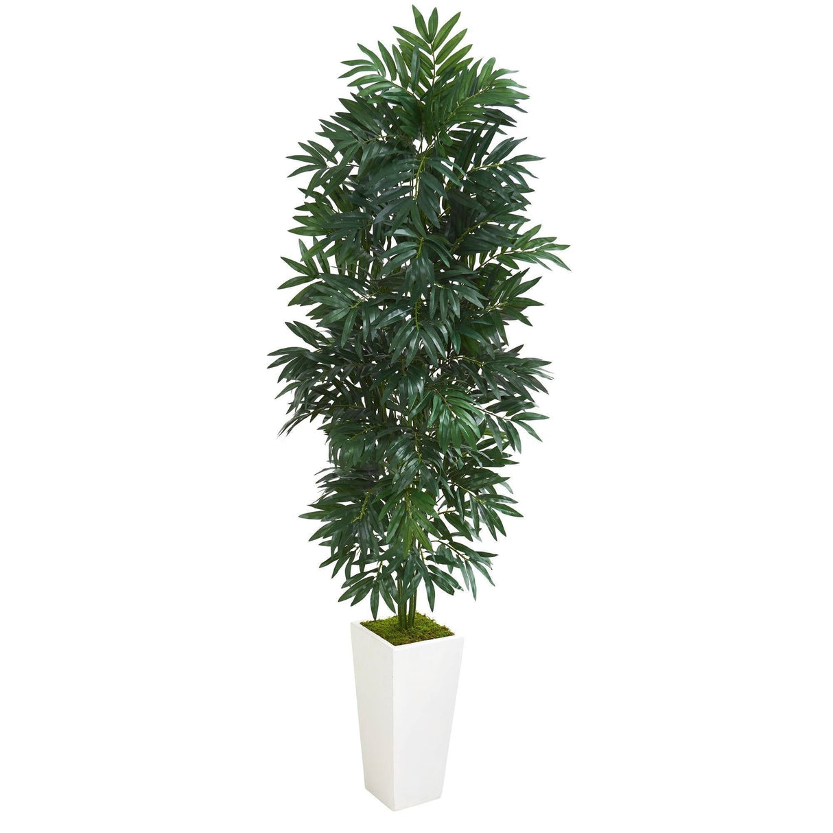 5’ Bamboo Palm Artificial Plant in White Planter by Nearly Natural