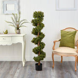 5’ Boxwood Spiral Topiary Artificial Tree (Indoor/Outdoor) by Nearly Natural