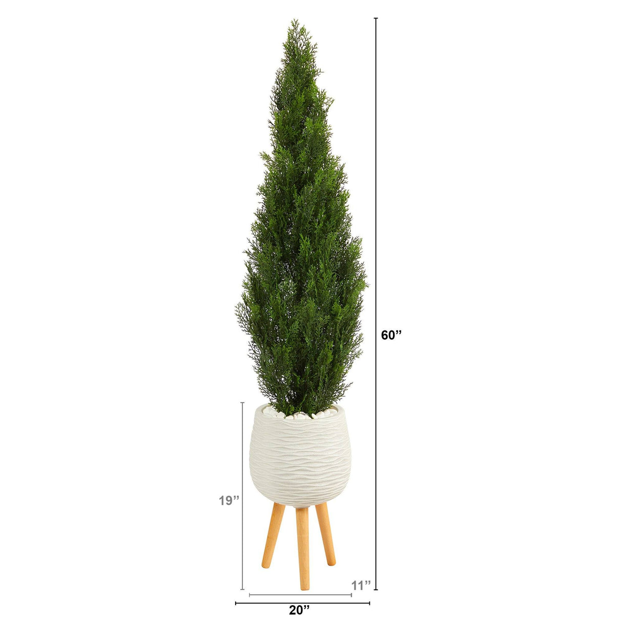 5' Cedar Artificial Tree in White Planter with Stand (Indoor/Outdoor) by Nearly Natural