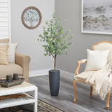 5’ Eucalyptus Artificial Tree in Gray Planter by Nearly Natural