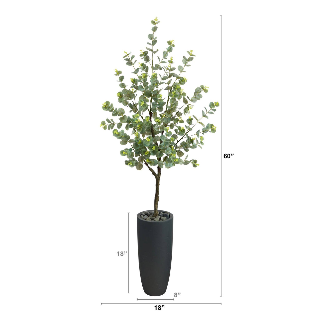 5’ Eucalyptus Artificial Tree in Gray Planter by Nearly Natural