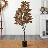 5’ Fall Magnolia Artificial Tree by Nearly Natural