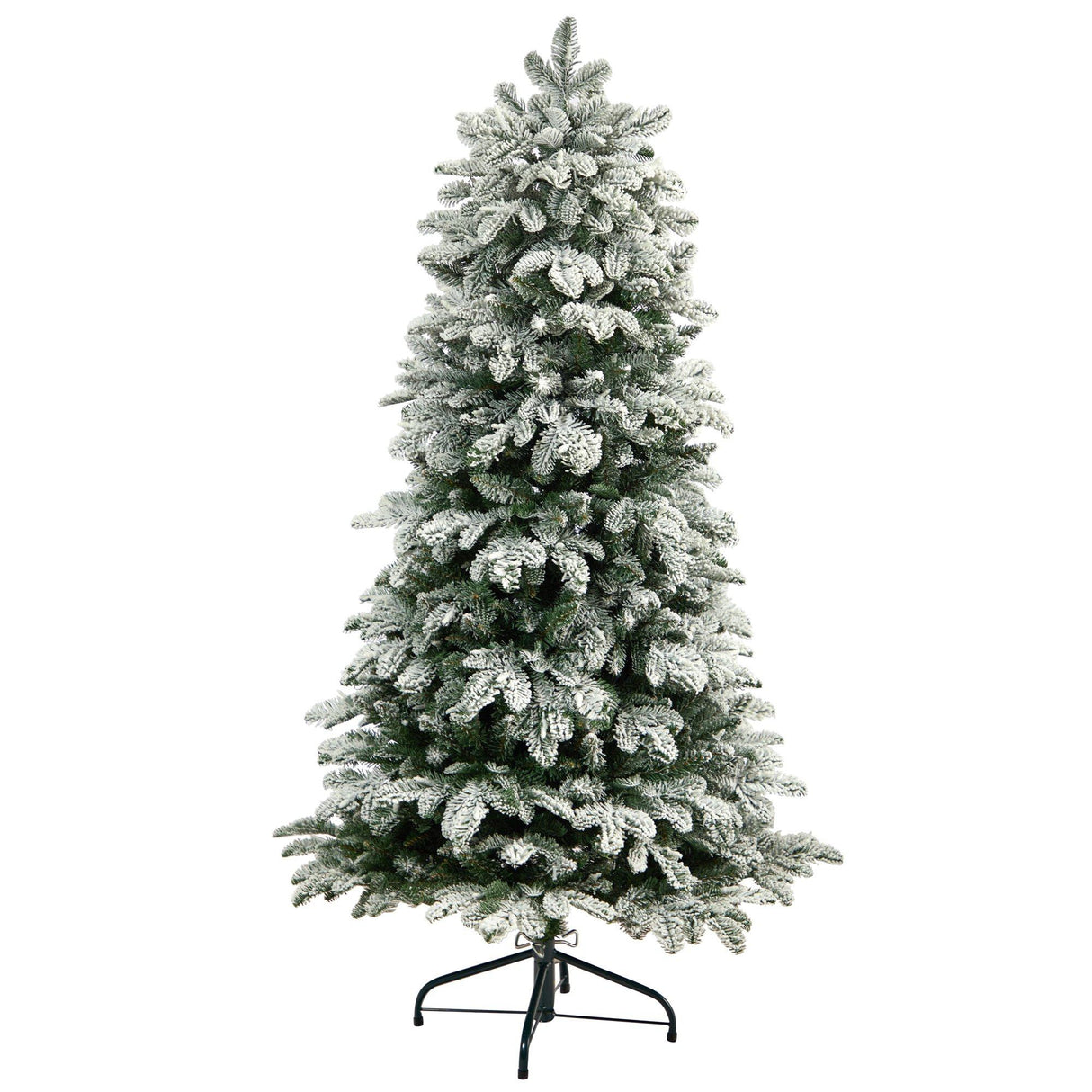 5’ Flocked North Carolina Fir Christmas Tree with 350 Warm White Lights and 1247 Bendable Branches by Nearly Natural