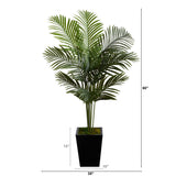 5’ Paradise Palm Artificial Tree in Black Metal Planter by Nearly Natural