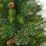 50” Golden Tip Washington Pine Artificial Christmas Tree with 100 Clear Lights, Pine Cones and 336 Bendable Branches in White Planter by Nearly Natural