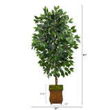 51” Ficus Artificial Tree in Metal Planter by Nearly Natural