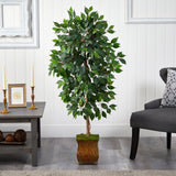 51” Ficus Artificial Tree in Metal Planter by Nearly Natural