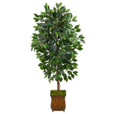 51” Ficus Artificial Tree in Metal Planter by Nearly Natural