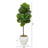 52” Fiddle Leaf Artificial Tree in White Planter by Nearly Natural