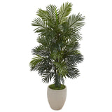 53” Areca Palm Artificial Plant in Sand Colored Planter by Nearly Natural