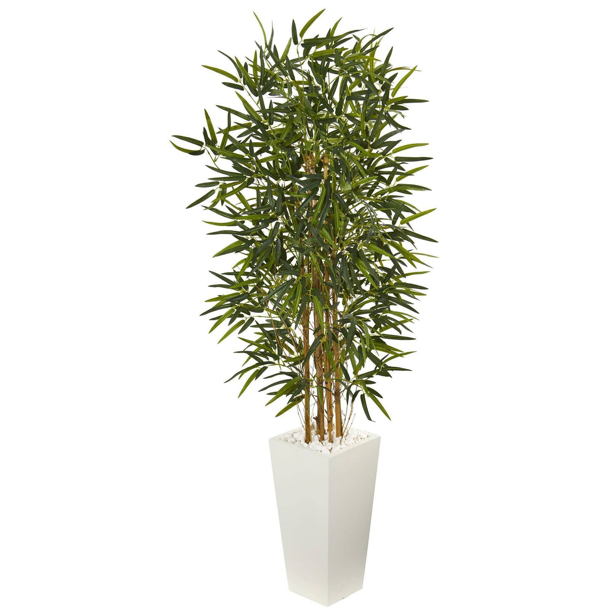 5.5’ Bamboo Artificial Tree in White Tower Planter by Nearly Natural