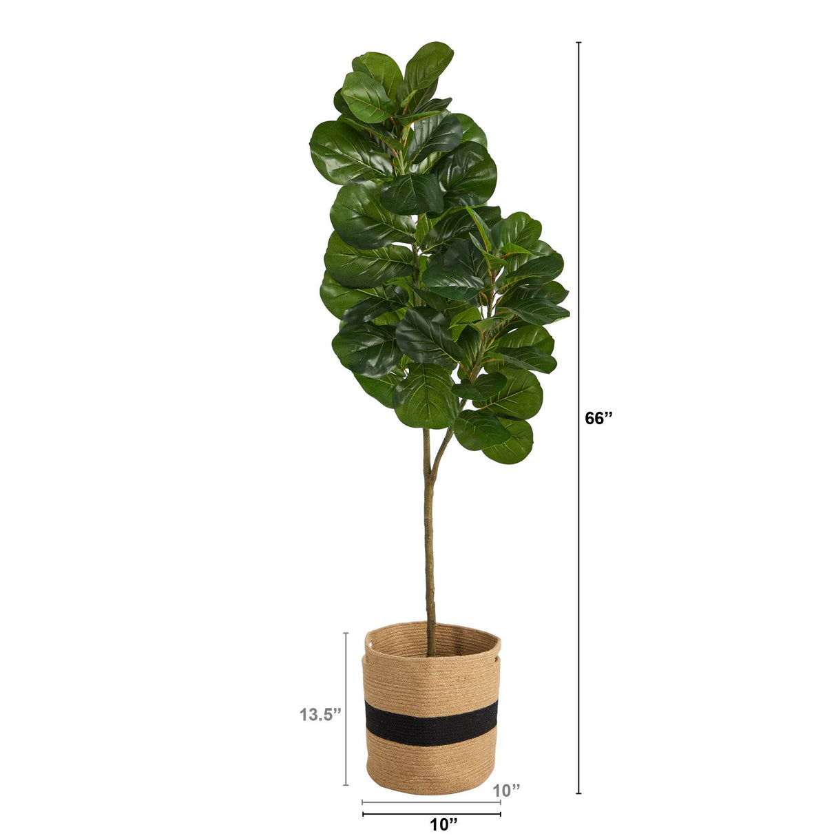 5.5’ Fiddle Leaf Fig Artificial Tree in Handmade Natural Cotton Planter by Nearly Natural