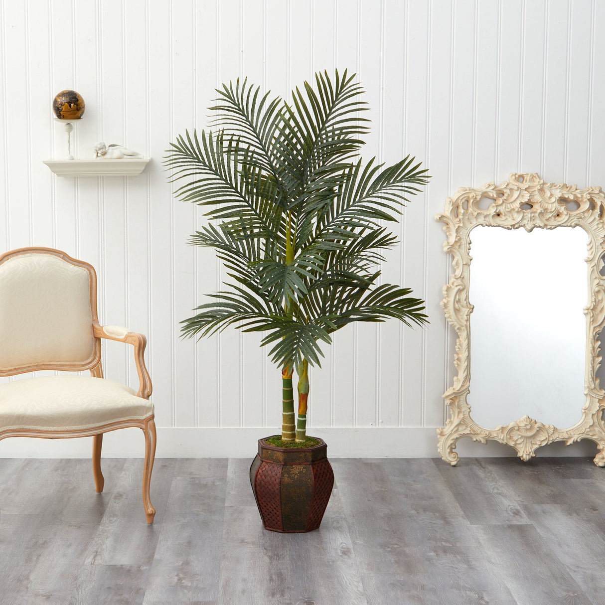 5.5’ Golden Cane Artificial Palm Tree in Decorative Planter by Nearly Natural