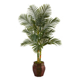 5.5’ Golden Cane Artificial Palm Tree in Decorative Planter by Nearly Natural