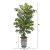 56” Areca Palm Artificial Plant in Metal Urn by Nearly Natural