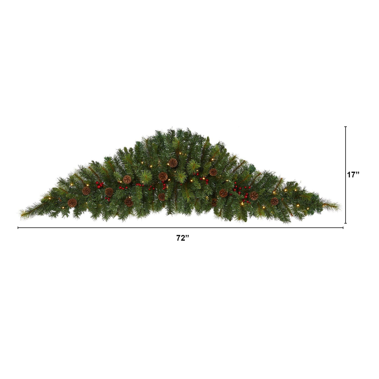 6' Artificial Christmas Swag with 50 LED Lights, Berries and Pine Cones by Nearly Natural