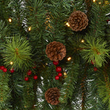 6' Artificial Christmas Swag with 50 LED Lights, Berries and Pine Cones by Nearly Natural