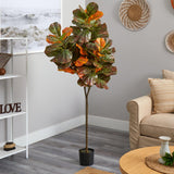 6’ Autumn Fiddle Leaf Artificial Tree by Nearly Natural