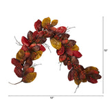 6’ Autumn Magnolia Leaf with Berries Artificial Garland by Nearly Natural