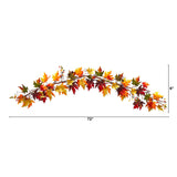 6’ Autumn Maple Leaf and Berry Fall Garland by Nearly Natural