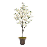 6’ Cherry Blossom Artificial Tree in Decorative Metal Pail with Rope by Nearly Natural