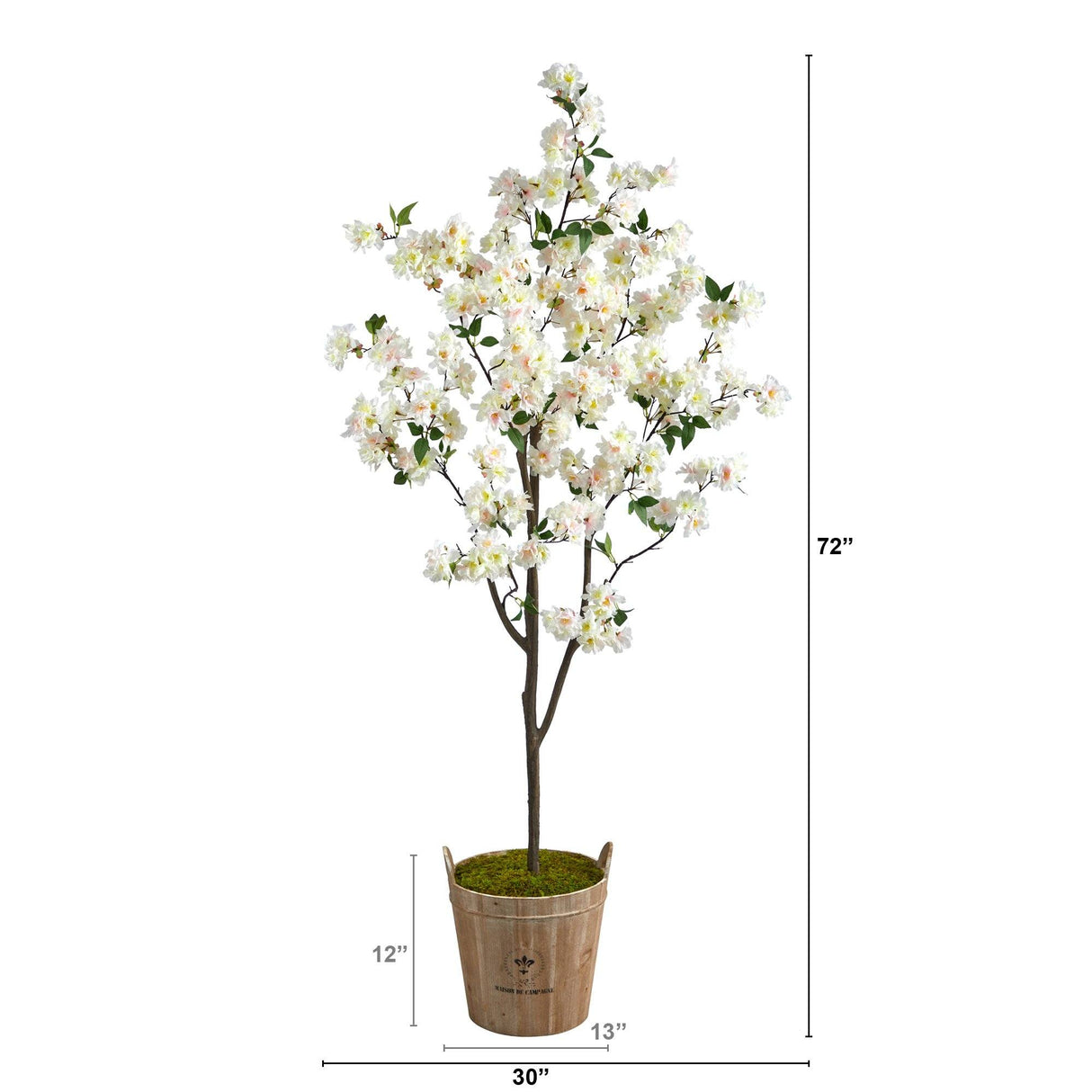 6’ Cherry Blossom Artificial Tree in Farmhouse Planter by Nearly Natural