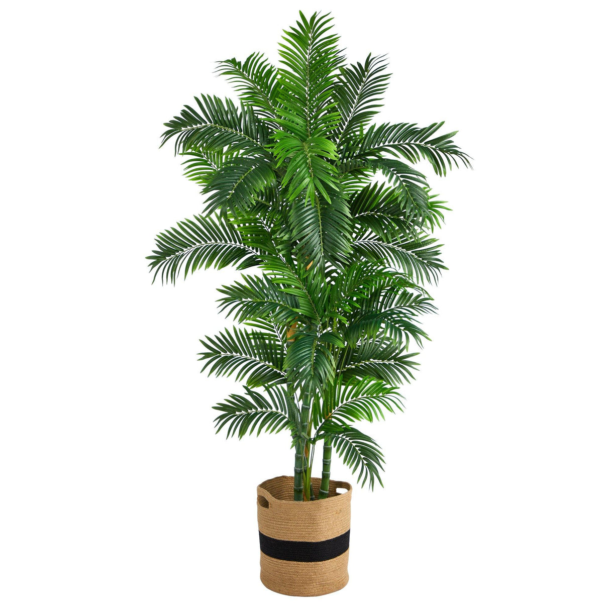 6’ Curvy Parlor Artificial Palm Tree in Handmade Natural Cotton Planter by Nearly Natural