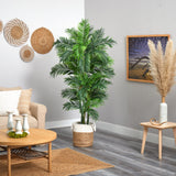 6’ Curvy Parlor Artificial Palm Tree in Handmade Natural Jute and Cotton Planter by Nearly Natural