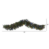 6' Flocked Artificial Christmas Garland with 50 Multicolored LED Lights and Berries by Nearly Natural