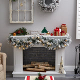 6’ Flocked Artificial Christmas Garland with Pine Cones and 35 Warm White LED Lights by Nearly Natural