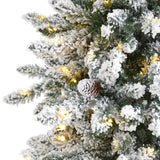 6’ Flocked Livingston Fir Artificial Christmas Tree with Pine Cones and 300 Clear Warm LED Lights by Nearly Natural