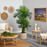 6’ Hawaii Artificial Palm Tree in Handmade Natural Cotton Multicolored Woven Planter by Nearly Natural