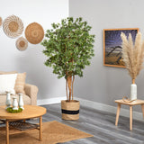 6’ Japanese Maple Artificial Tree in Handmade Natural Cotton Planter by Nearly Natural