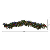 6' Snow Tipped Extra Wide Christmas Garland with Pinecones, Berries and 100 Multicolor LED Lights by Nearly Natural