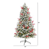 6' Snow Tipped Norwegian Fir Pre-Lit Tree with 200 LED Lights, 50 LED Globe Lights by Nearly Natural