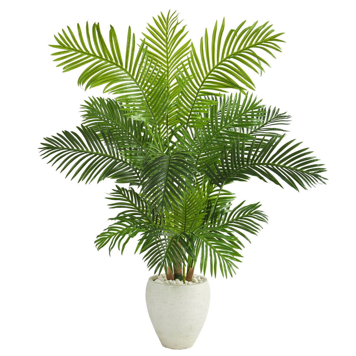 62” Hawaii Palm Artificial Tree in White Planter by Nearly Natural