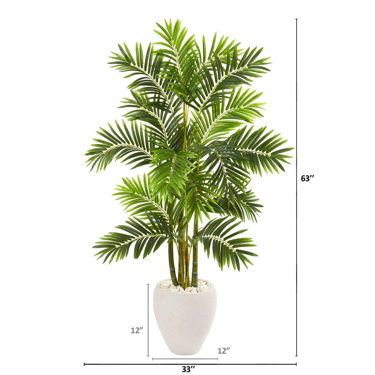 63” Areca Palm Artificial Tree in White Planter by Nearly Natural