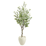 63” Eucalyptus Artificial Tree in White Planter by Nearly Natural